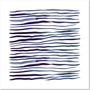 Irregular watercolor lines - indigo Posters and Art